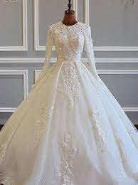 2019 New Design Muslim Wedding Dress With Lace Flowers Muslim Wedding Dresses Wedding Dress Fabrics Gothic Wedding Dress