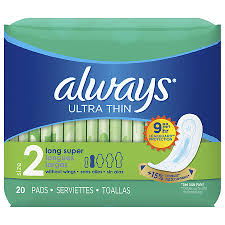 always ultra thin super pads without wings unscented unscented size 2