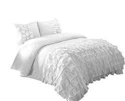This bestselling ruffled comforter set is bedecked by frills that are voluminous and simple all at the same time, making it a design that works for everyone. Chezmoi Collection Ella 3 Piece Waterfall Ruffle Comforter Set King White Farmhouse Goals