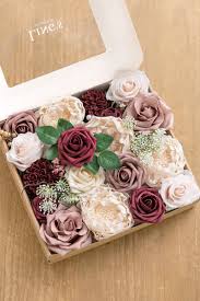 Get inspired by our dusty pink and marsala diy wedding flower packages! French Dusty Rose Burgundy Flowers Box Set 9 Colors