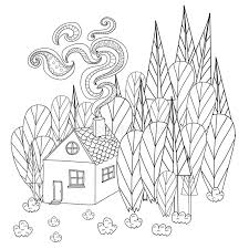 See more ideas about coloring pages, house colouring pages, coloring books. Coloring Pages For Adults And Children Book Cartoon House In The Forest Stock Vector Illustration Of Nature Abstract 70236707
