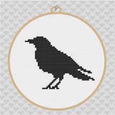 Crow Silhouette Cross Stitch Pdf Pattern 1 Etsy Cross Stitch Silhouette Halloween Cross Stitches Cross Stitch Patterns