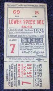 1924 World Series Gm 7 Giants At Senators World Series Tickets World Series Series