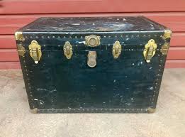 Large Vintage Black Trunk Coffee Table Trunk Farm House Etsy In 2020 Coffee Table Trunk Black Trunk Vintage Chest