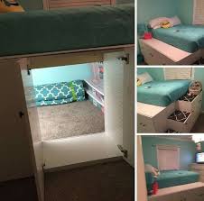 Use Kitchen Cabinets To Loft Bed But Keep The Back Out Of One Of Them So You Create A S Design De Quarto Pequeno Ideias De Decoracao De Quartos Design De Casa