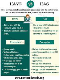 Has Vs Have Difference Between Have Vs Has Confused Words English Grammar Teaching English Grammar Learn English Grammar