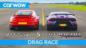 Compilation of drag race with porsche, also perfect gt2 rs (800hp drag 1/4mile best time 10,1) from chiptuning company profituning from slovakia, doing launch control. Germanboost Lamborghini Huracan Performante Vs Porsche 991 2 Turbo S Drag And Rolling Races