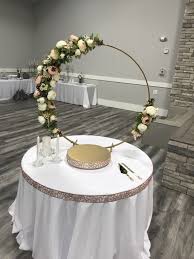 Cake Table Decor Hoop And Flowers Wedding Cake Table Decorations Cake Table Decorations Wedding Cake Stand Gold