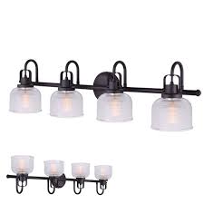 Oil Rubbed Bronze Vanity Light 4 Bulb Bath Wall Fixture Clear Double Prismatic Glass Globes Walmart Com Walmart Com