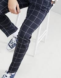 Sewing machine tips and tricks: Asos Wedding Skinny Suit Trousers In Navy Windowpane Check Asos