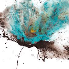 Starting your paint from the top side of the canvas; Flower Art Original Painting Abstract Floral Teal Blue 16 16 1 Acrylic On Cotton Ragg Paper In Floral And Flower Paintings