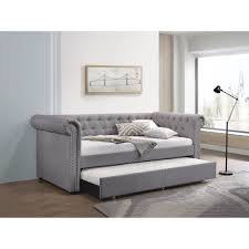 To prevent pains, it's essential that you sleep on a healing mattress. Acme Furniture Justice 39405 Transitional Chesterfield Twin Daybed Trundle In Smoke Gray Fabric Nassau Furniture And Mattress Daybeds