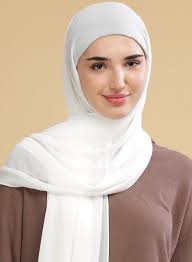 Georgette White Scarf Hijab Luxury Georgette Hijab With Dainty Detailing  Off White