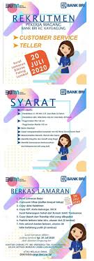 Namun, kamu yang belum memiliki pekerjaan atau. Rekrutmen Pegawai Cs Teller Pt Bank Rakyat Indonesia Persero Tbk Tingkat Sma Smkjuli 2020 Rekrutmen Lowongan Kerja Bulan Juni 2021