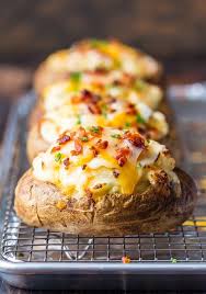 Twice Baked Potatoes Filled With Cheese Sour Cream And Bacon Baked Potato Recipes Best Twice Baked Potatoes Potato Recipes