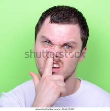 Portrait Funny Guy Finger His Nose Stock Photo 326627087
