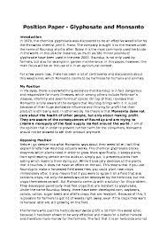 When writing their position papers, delegates should ask themselves two questions an example of a position paper follows this section. Doc Position Paper Glyphosate And Monsanto Lilian Short Academia Edu