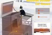 Morgete Insulated Outdoor Cat House Winter Feral Cat Shelter Wooden Shelter  with Balcony Insulated Liner