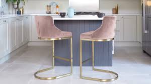 Choosing the ideal industrial bar stool is vital for the overall look of your kitchen. Form Blush Pink Velvet Brass Bar Stool With Backrest Set Of 2 Brass Bar Stools Bar Stools Grey Bar Stools