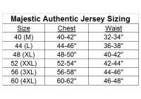 Majestic Athletic Baseball Jersey Size Chart Majestic