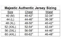 Majestic Athletic Baseball Jersey Size Chart Majestic