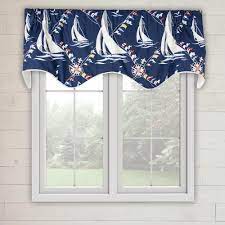 Ellis Curtain Nautical Sail 16 In L Cotton Lined Scallop Valance In Navy 730462137821 The Home Depot Window Valance Valance Curtains