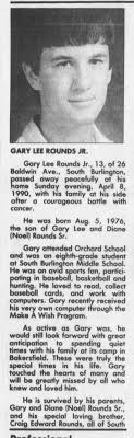 Obituary for GARY LEE ROUNDS, 1976-1990 (Aged 13)