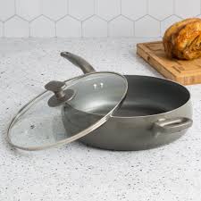 Tasty 5 Quart Non Stick Dishwasher Safe Jumbo Cooker Saute Pan With Helper Handle And Glass Lid Diamond Reinforced Ombre Gray Walmart Com Saute Pan Fast Cleaning Saute