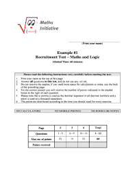 Bank assessment test general format. Maths And Logic Recruitment Test Fill Online Printable Fillable Blank Pdffiller