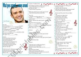Comes all the way back around. Song What Goes Around Comes Around Justin Timberlake Past Simple Practice 2 Pages Fully Editable Esl Worksheet By Zailda