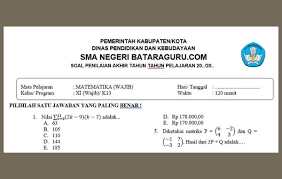Soal Pat Matematika Wajib Kelas 11 Semester 2 Dan Kunci Jawaban Bataraguru Com