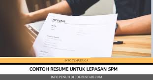 Contoh Resume Untuk Lepasan Spm Download Format Resume Lengkap Ringkas Padat Ini Edu Bestari