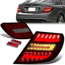 D Motoring Tail Lights Led Red Housing Smoked Lens Plug N Play Pair 12 14 W204 C Class 4d Sedan Tail Light Mercedes Benz C300 Mercedes Benz
