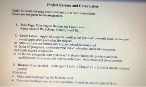 The function of a title or cover page is that it allows the reader to identify your work at a glance, but it can also help your assignments to look neater and more. Project Resume And Cover Letter Task To Create One Chegg Com