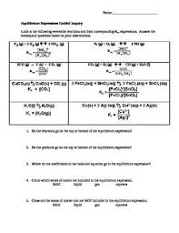 Chemistry Equilibrium Expressions Guided Inquiry Chemistry Lessons Chemistry Chemistry Teacher
