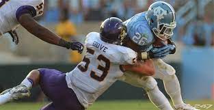 East Carolina Linebacker Jeremy Grove Had A Team High Nine Tackles Including Two For Loss In The Pirates 2 Carolina Football North Carolina College Football