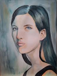 Since retirement I've been teaching myself to paint in watercolour. It's  taken me 2.5 years to get from the rabbit to the portrait. Many paintings  have ended up in the bin. There