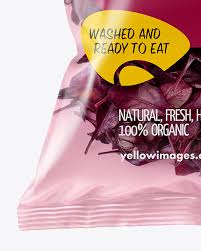 Plastic Bag With Red Baby Lettuce Mockup In Bag Sack Mockups On Yellow Images Object Mockups