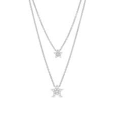 Marilyn Monroe Collection 1 5 Ct T W Diamond Double Strand Star Necklace In Sterling Silver Marilyn