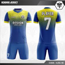 Jual produk sejenis kaos futsal setelan warna pink chebotpras. Desain Baju Futsal Printing Warna Biru Kuning Berornamen Modern Vendor Jersey