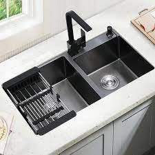 Top mount kitchen sinks almost always have a rim or lip that hold the sink in place and creates a finished look. Black Kitchen Sink Double Handmade Stainless Steel Seamless Welding Sinks With X Groove Design Fregadero De Cocina Kitchen Sinks Aliexpress
