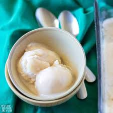 Nutritional comparison (per 1/2 cup serving) ben & jerry's vanilla ice cream = 230 calories, 23 carbs, 0 fiber, 4 g protein healthified vanilla ice cream = 144 calories, 13.9g fat, 3.4g protein, 1.9g carbs, 0g fiber (86% fat, 9% protein, 5% carbs) Vanilla Homemade Almond Milk Ice Cream Low Carb Yum
