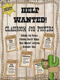 Help Wanted Western Job Posters Editable Job Poster Classroom Jobs Help Wanted