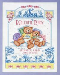 Looking for your next counted cross stitch project? Kooler Design Studio Bears On Toile Birth Record Cross Stitch Pattern 123stitch