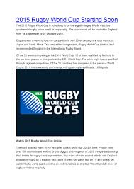 2015 Rugby World Cup Starting Soon By Ashutosh Kumar Gupta