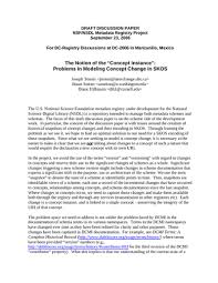 Discussion of the problem paper. The Notion Of The Concept Instance Problems In Modeling Concept Change In Skos Draft Discussion Paper