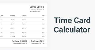 The calculator automatically totals up all work hours and attendance entries, while generating the timesheet report to help with payroll. Time Card Calculator