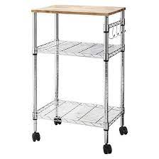 Microwave Cart With Wood Block Top Metal Chrome Room Essentials Kitchen Cart Microwave Cart Rolling Kitchen Cart