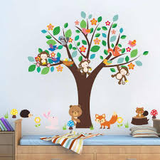 37.79'' h x 50.39'' w; Owl Animal Wall Stickers Jungle Zoo Tree Nursery Baby Kids Room Decal Murals Hzh Home Decor Decor Decals Stickers Vinyl Art