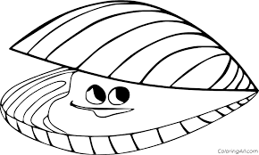 Clam shells coloring book printable pdf, digital file, coloring pages for kids and adults, doodle shellfish outline illustration. Clam Coloring Pages Coloringall
